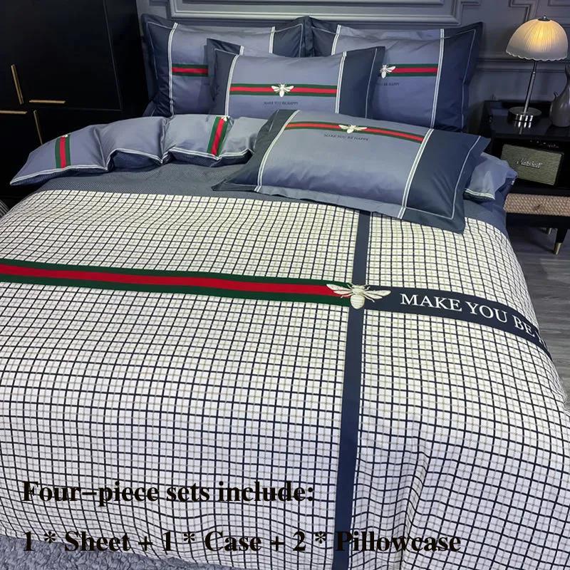 Pure Cotton Four-piece Bed Supplies Light Luxury High-grade Loaded Pillowcase Single Set 1.5 Meters 1.8 Meters Bed Supplies