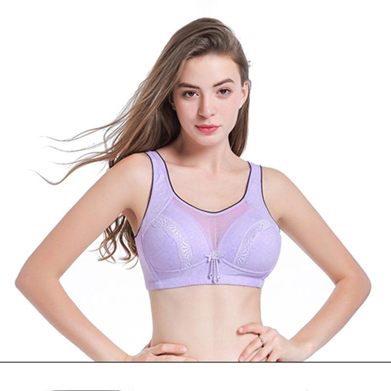 Comfortable Solid Color Cotton Thin Waistcoat Without Steel Ring Gathered Bra Large Size Full Cup Tube Top Underwear Thin and Breathable