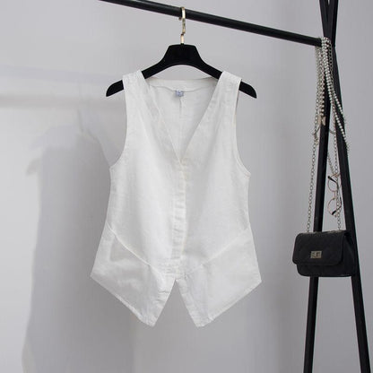 Women's Vest Coat Solid Color Sleeveless Spring and Summer Loose Casual Waistcoats