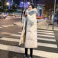 Women's Glossy Loose Down Jacket Mid-length Korean Thick Coat Warm Cotton Coat with Big Fur Collar Winter Quilted Jacket