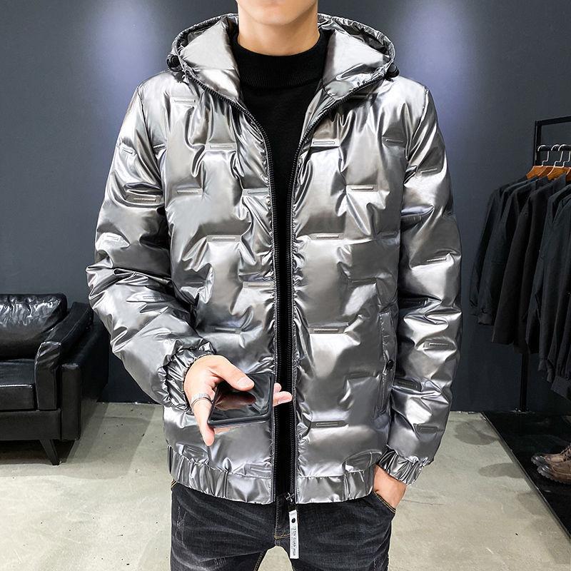 Winter Down Padded Jacket Men's Short Padded Jacket Young and Middle-aged Korean Trend Bright Leather Padded Jacket