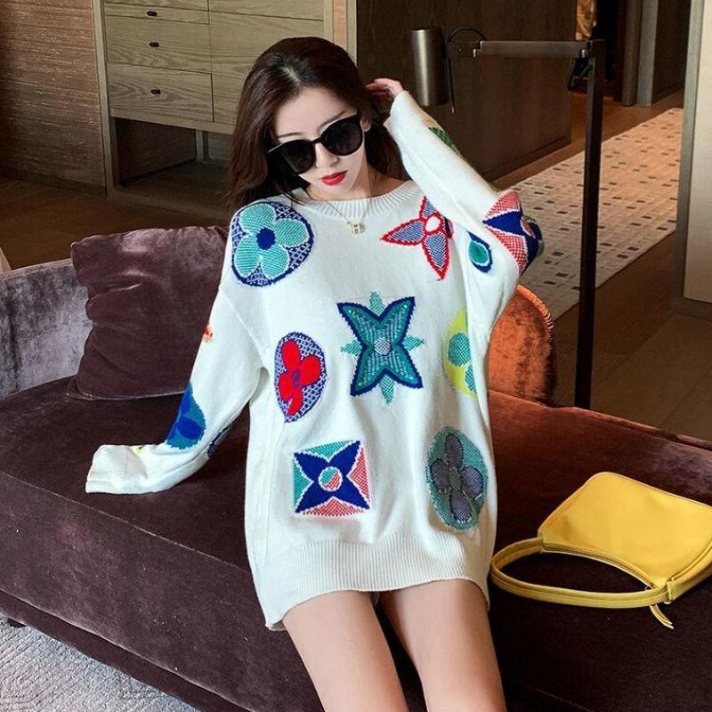 Men and Women Printed Pullover Sweater Students All-match Knit Sweater Shirt Unisex Knitwear Jumper College Style