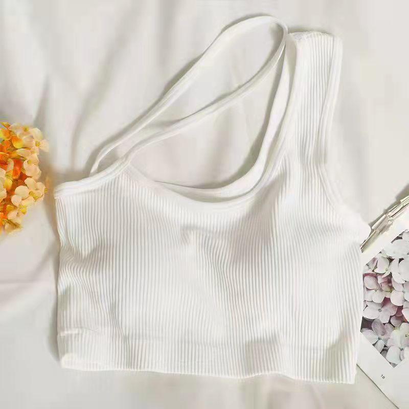 Half Turtleneck Sling Girl Sexy Vest Female with Chest Pad Outside Wear Inside Wear-proof Slim Top Wrap Chest Lingerie Yoga Fitness Sport Bar