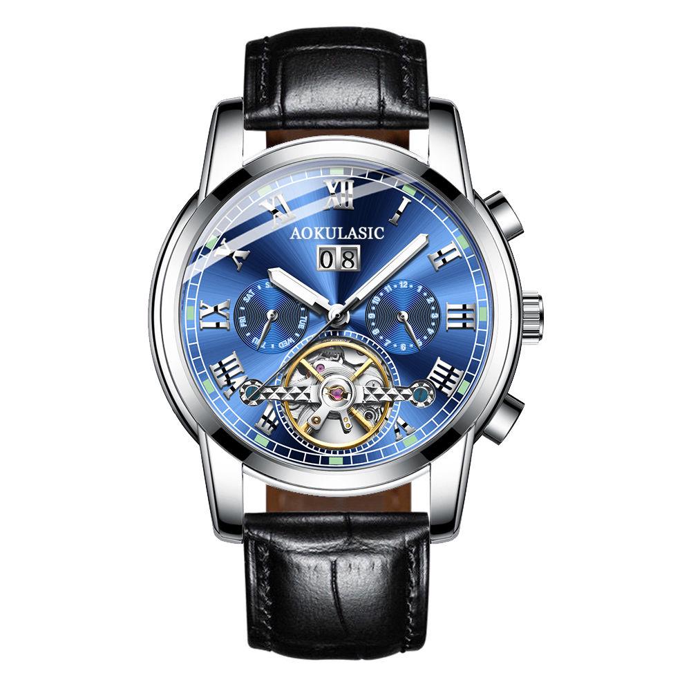 Skeleton Tourbillon Mechanical Watch Men Automatic Classic Leather Mechanical Wrist Watches