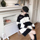 Spring Fashion Simple Sweater Striped Pattern Warm Jacket Mid-length Loose Young Women's Top