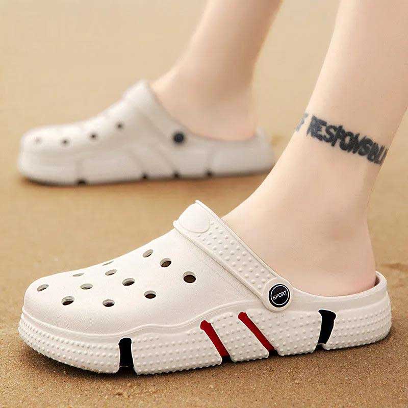Men's Sandals Summer Outdoor Breathable Beach Hole Shoes Soft Bottom Hollow Slippers Men