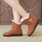Women's Boots 2021 Winter Plush Nubuck Leather Sleeve Fashion Wedge Heel Faux Plush Warm Comfortable