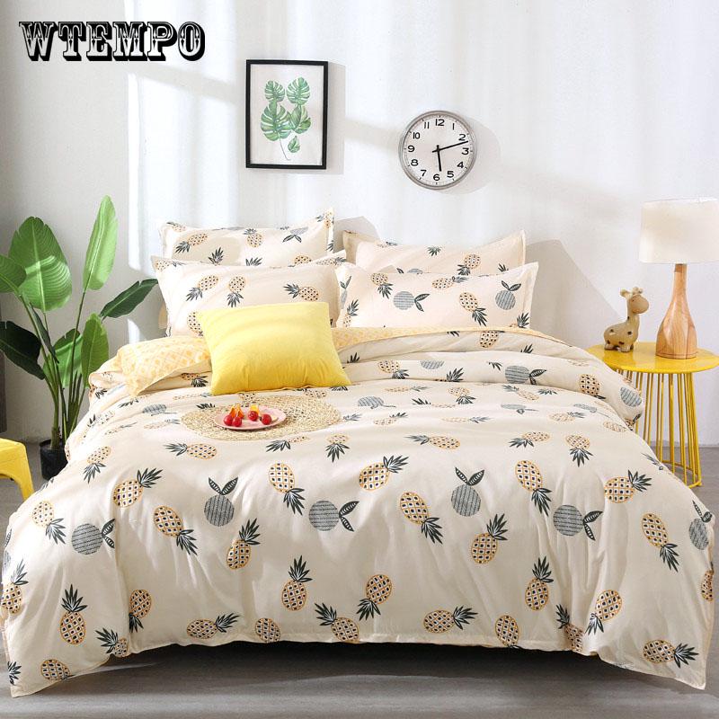 WTEMPO Soft Cotton Bedding Set Banana Leaf Duvet Cover Set Bed Linen King/Queen/Full/Double/Twin