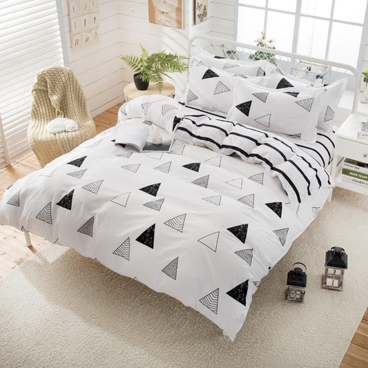 Black And White Stripes Bedding Sets Geometry Soft Bed Sheet Pillowcase &Duvet Cover Se