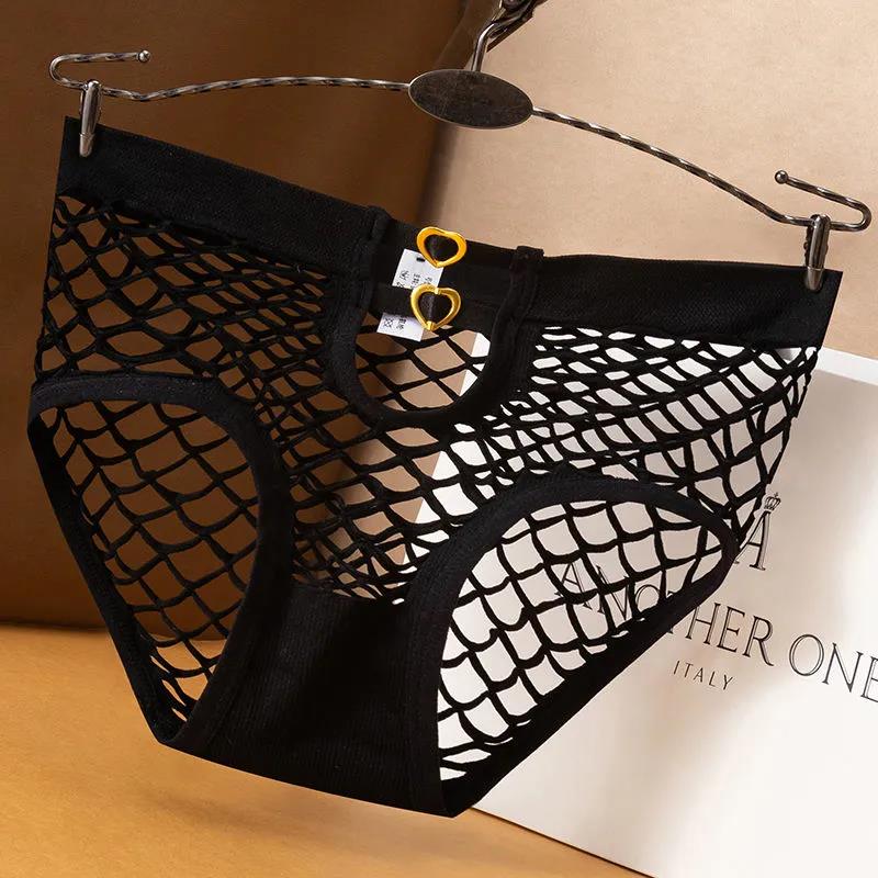 Lace Sexy Panties Ladies Hollow Mesh High Elasticity Breathable Large Size