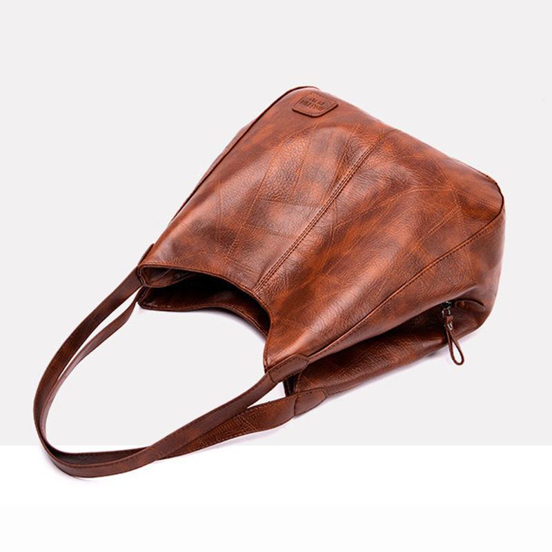 PU Dumplings Solid Color Lady Women Bag Retro Shoulder Bag Large Capacity Handbag