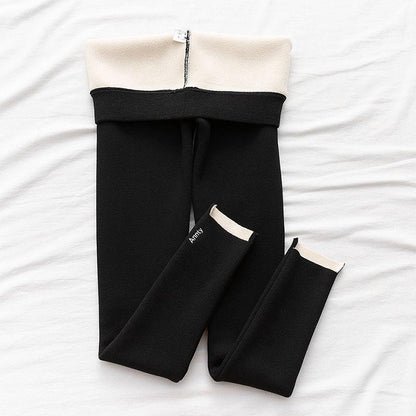 Spring and Autumn Threaded Leggings Women's Long Trousers Are Thin Outer Wear Plus Velvet Thickened High Waist Warm Cotton Trousers In Winter