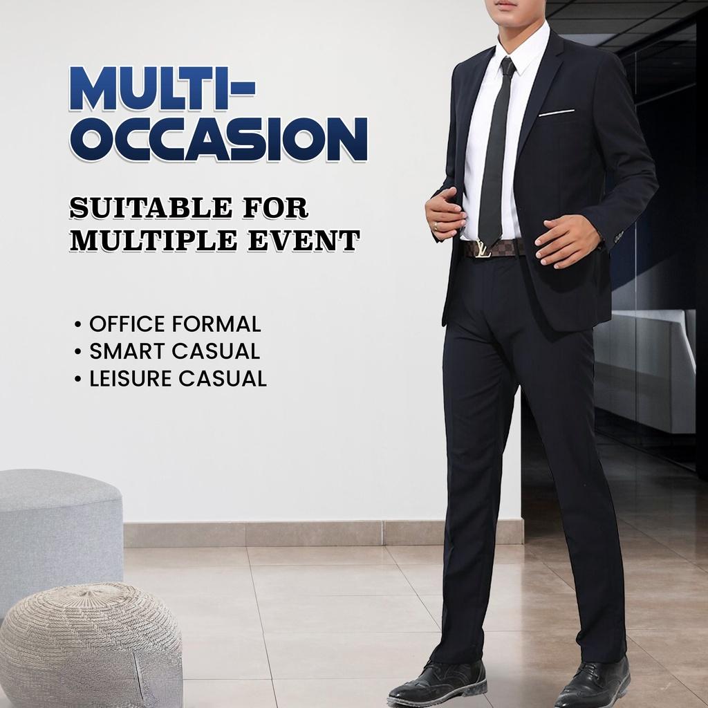Men Blazer Set Formal Trousers Business Outerwear Pants Office Slack Pants Jacket Suit Tuxedo