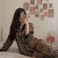 Women's Autumn Winter Sexy Leopard Printing Pajamas Long-sleeved Lapel Loose Homewear Suit Casual Out Wear Pyjamas Set Female Comfortable Nightgowns