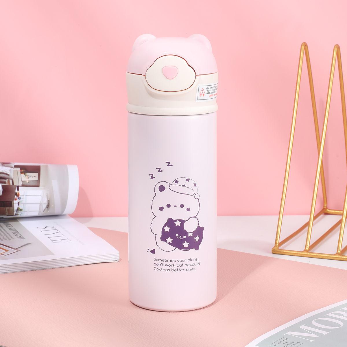 Insulation Cup Girl Heart Student Korean Version of Cute Ins Niche Water Cup Simple High-value Creative Children's Portable Cup
