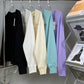 Embroidered Love Solid Color Round Neck Sweater for Men and Women The Same Loose Long-sleeved Pullover Sweatershirts for Lovers
