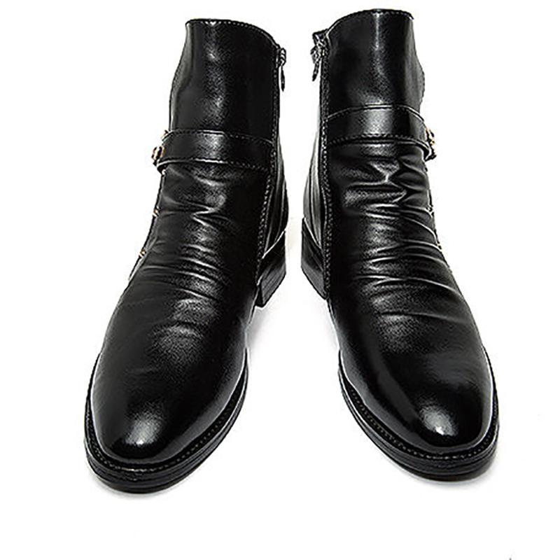Autumn and Winter Korean Style Trendy Mid-cut Short Boots British Martin Boots Trendy Pointed Leather Boots