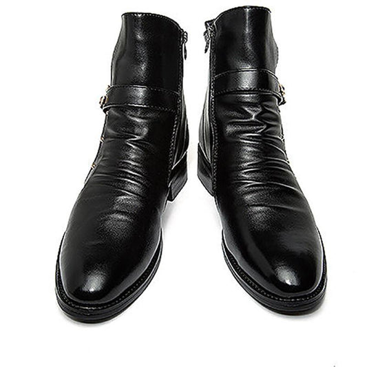 Autumn and Winter Korean Style Trendy Mid-cut Short Boots British Martin Boots Trendy Pointed Leather Boots