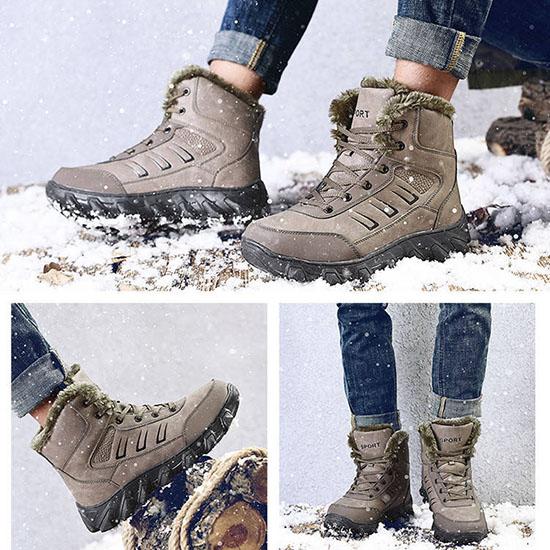 Leather Snow Boots Men Winter Plus Velvet High-top Boots Waterproof Non-slip Warm Work Boots