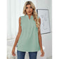 European and American Shirt Women's Sleeveless High Neck Button Frill Loose Casual Top