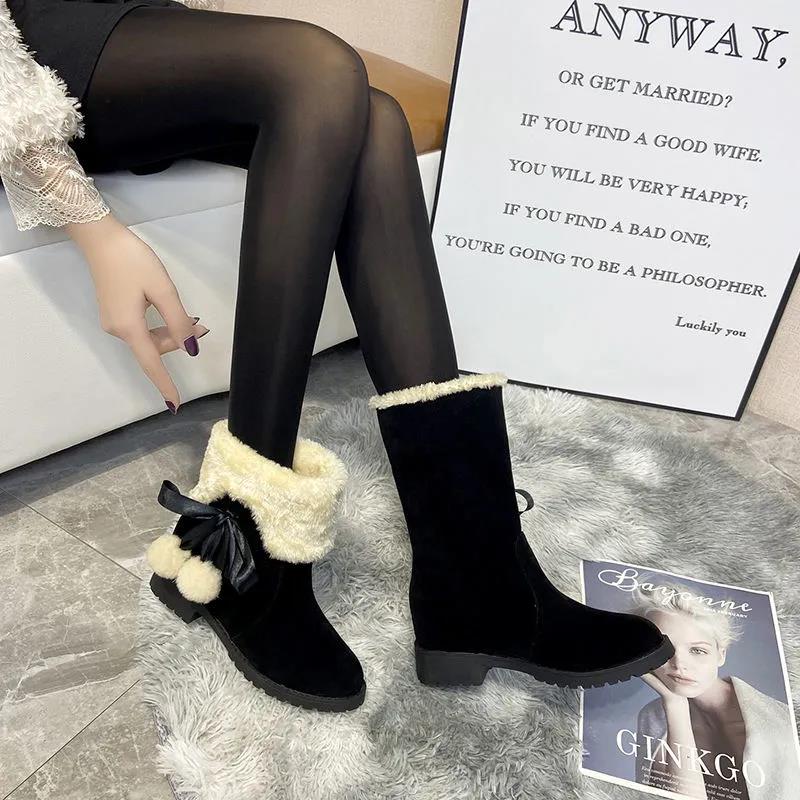 Winter Korean Style Snow Boots Women's Shoes Short Tube Plus Velvet Warm Flat-bottomed Flat-heeled Cotton Shoes