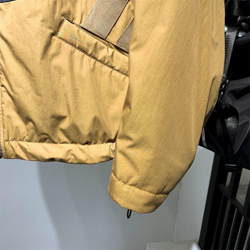 Retro Contrast Color Stitching Men's Jacket Oblique Placket Hooded Cotton-padded Jacket Handsome Padded Jacket