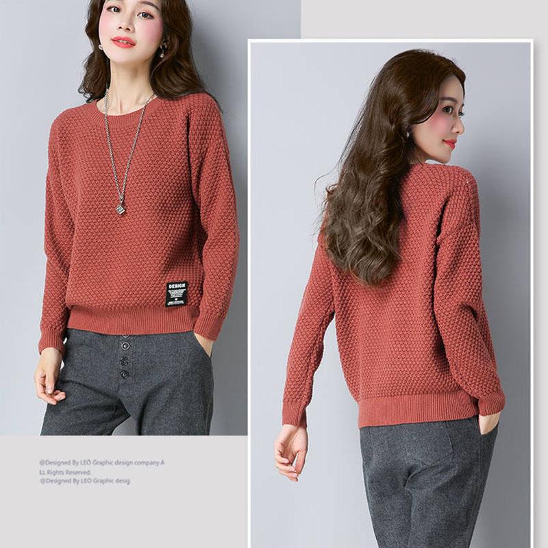 Spring and Autumn Round Neck Knit Bottoming Shirt Pullover Short Loose Top Fashion All-match Female Sweater