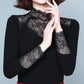 Women's Lace Bottoming Shirt Spring and Autumn All-match Slim Black Top