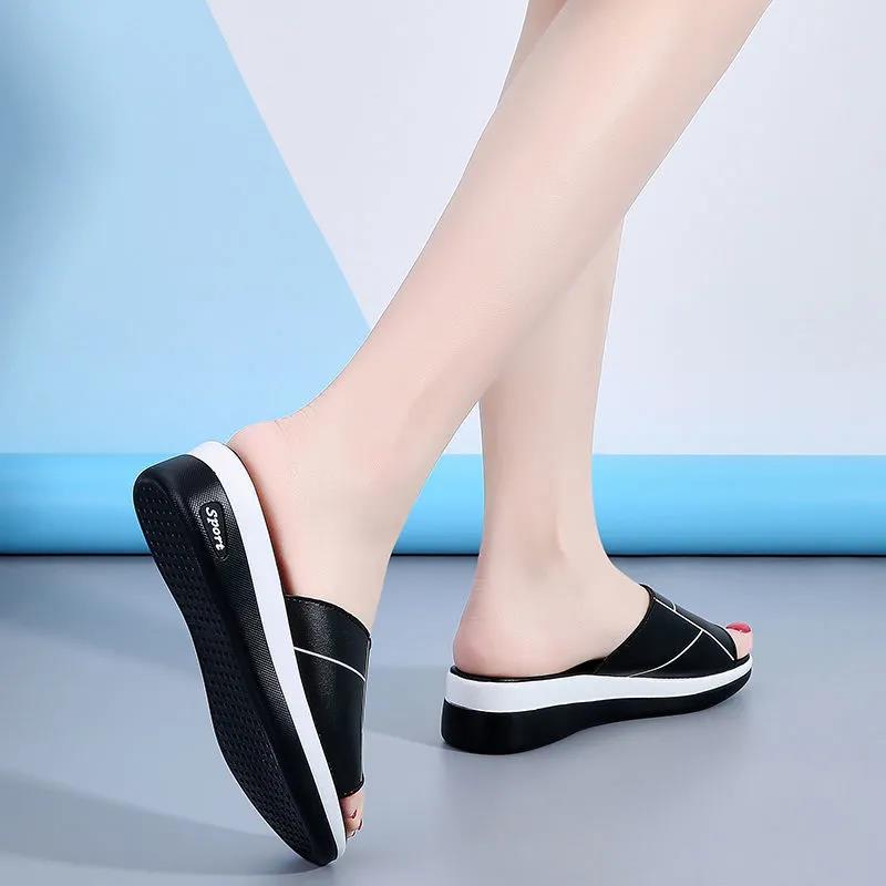 Summer Slip on Women Wedges Sandals Platform High Heels Fashion Open Toe Ladies Casual Shoes Comfortable