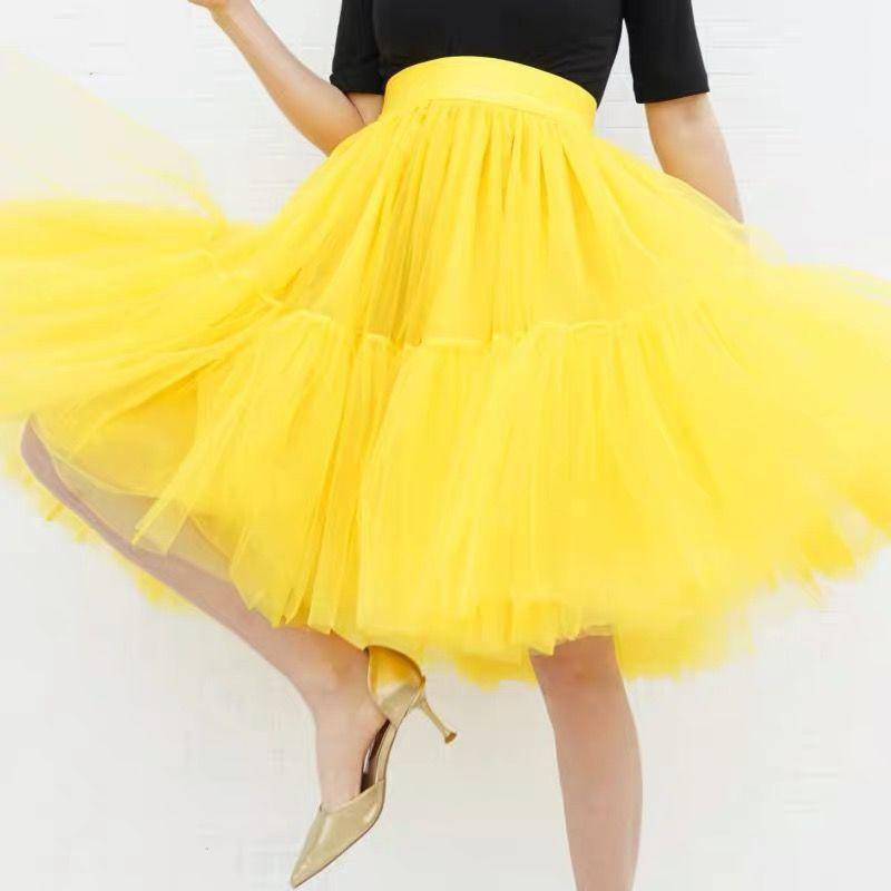 Women Veil Pettiskirt Tutu Skirt Plus Size Summer Ruffled Elastic Waist Sandy Beach Vacation Daily