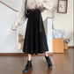 Autumn and Winter Belted Retro High Waist Slimming Korean Woolen A-line Mid-length Pleated Skirt