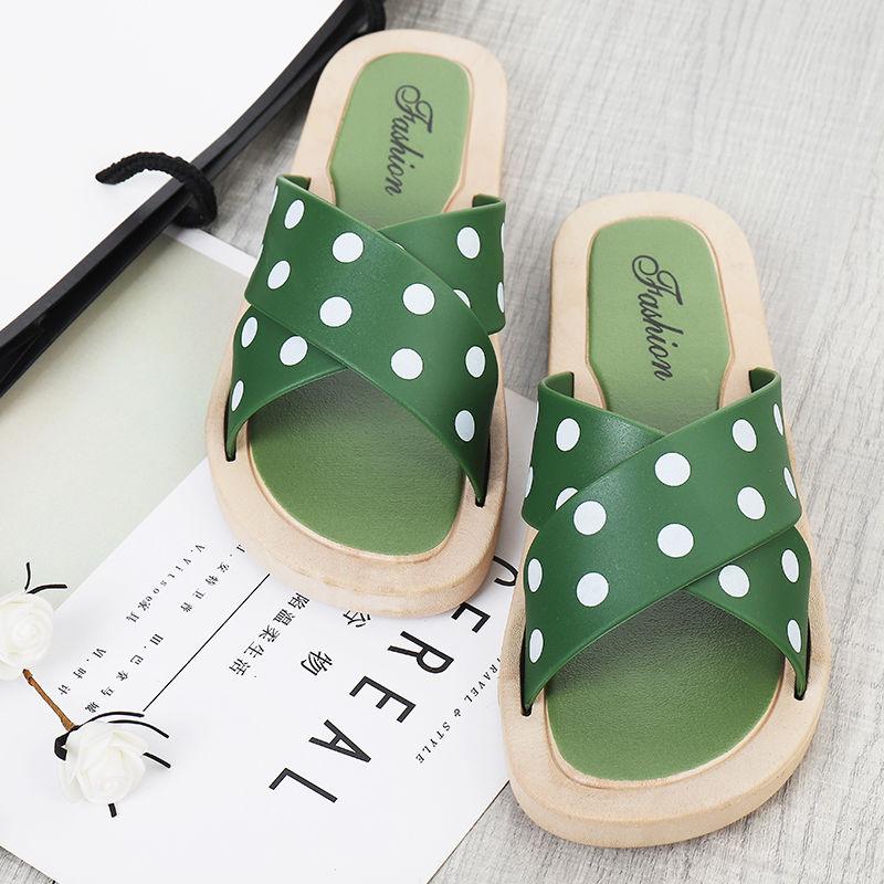 Slippers Women Wear Korean Home Bath Slippers Summer Sandals Slippers Fashionable Wave Point Flat Beach Shoes