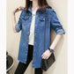 Denim Shirt Thin Jacket Women's Long-sleeved Loose Shirt Jeans Jacket Mid-length Spring Bottoming Shirt Large Size