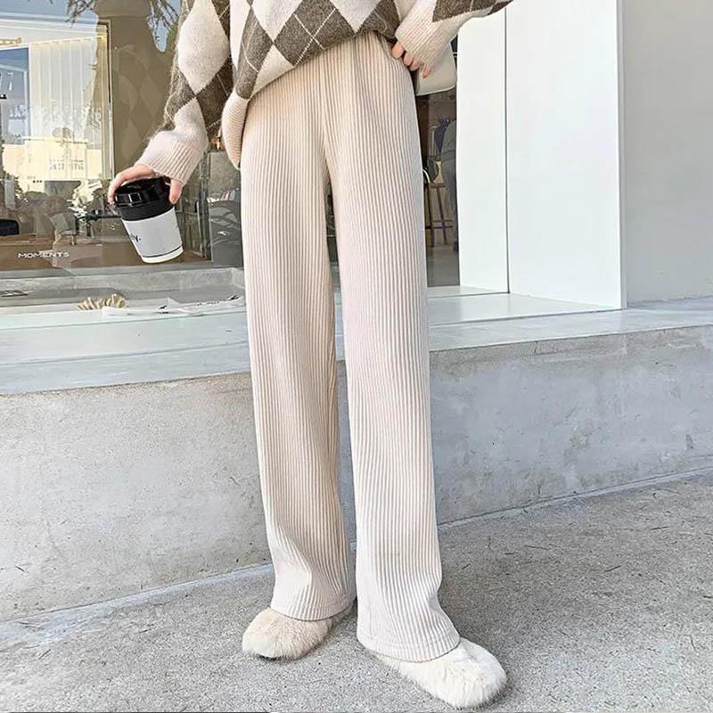 Corduroy Wide-leg Pants Women's Small Fall/winter Drape Loose High-waist Casual Sports Mopping Pants Western-style Straight-leg Pants