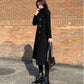 Autumn and Winter Large Size Black Woolen Coat Women's Long Over-the-knee Woolen Coat Loose Thick Coat