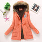 Autumn Winter Women Cotton Jacket Padded Casual Coat Fur Collar Hooded Parkas Wadded Overcoat Outwear Military Parkas Plus Size Thick Coats