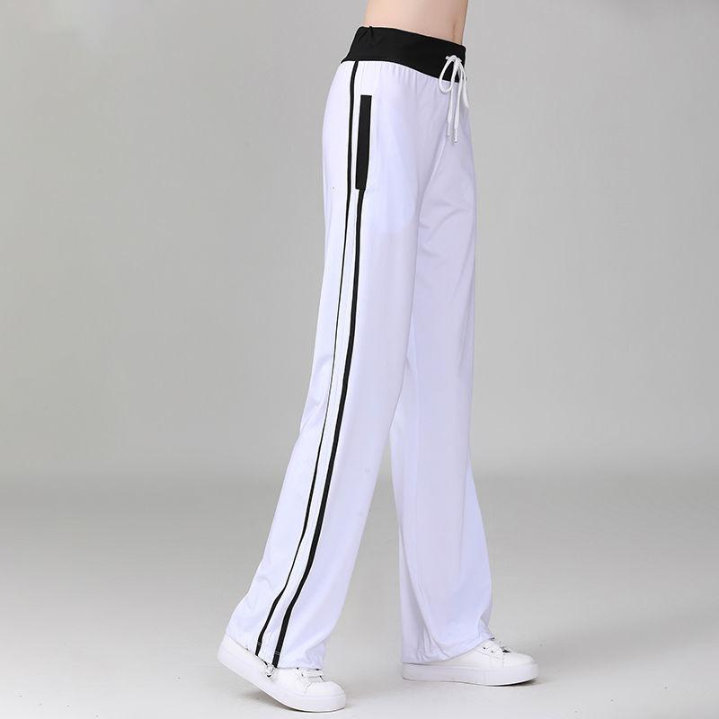 Women's Color Block Wide Leg Yoga Pants Mid-Waist Loose Quick-drying Sports Pants Spring and Summer Korean Style