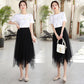 Gauze Skirt Women's Spring and Summer Style Drape Irregular Puffy Mid-length Black Mesh Skirt