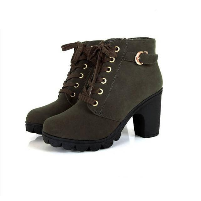 Plus Size 35-41 Winter Casual Women Pumps Warm Ankle Boots High Heels Snow Martin Shoes Botas  Muje