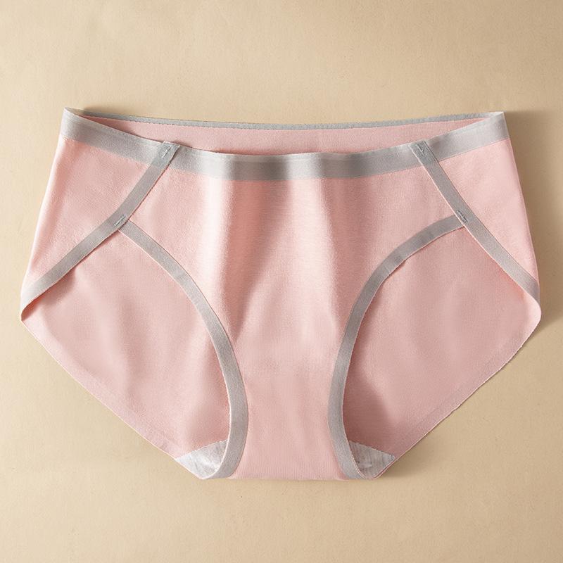 5Pcs/Set Women's Highly Elastic Large Size Causal Soft Briefs Spring and Summer Mid Waist Solid Color Seamless Cotton Panties