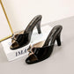 High-heeled Slippers Summer Wear Korean Style Bow Thong Stiletto Medium-heeled Women's Shoes