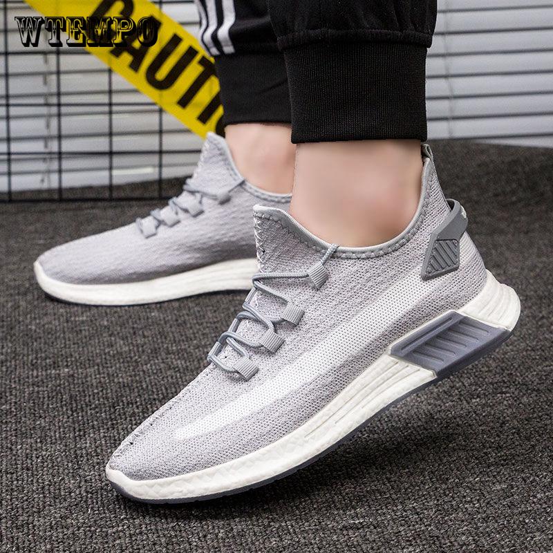 Spring Breathable Large Men's Sports Raised Round Head Flat Heel Lace Up Mesh Shoes