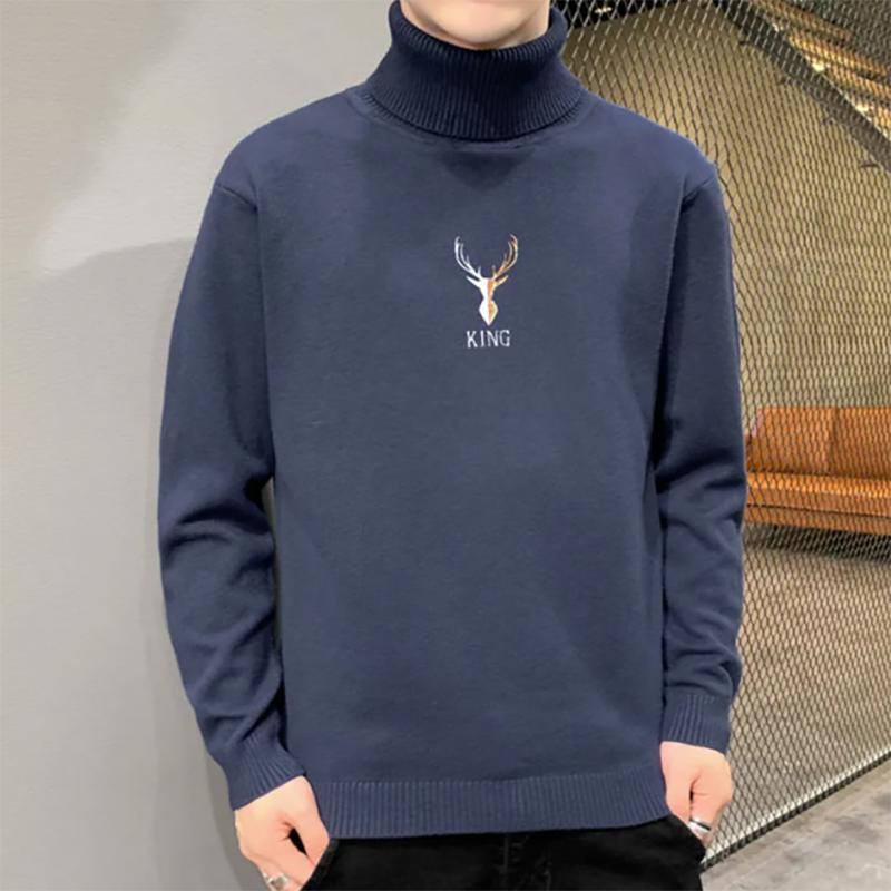 Sweater Men's High Collar Plus Velvet Thickening Youth Warmth Trend All-match Autumn and Winter