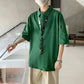 Short-sleeved T-shirt Boys Summer Loose Wild Student Half-sleeved   Shirt Ins Trend Solid Color Lapel Top