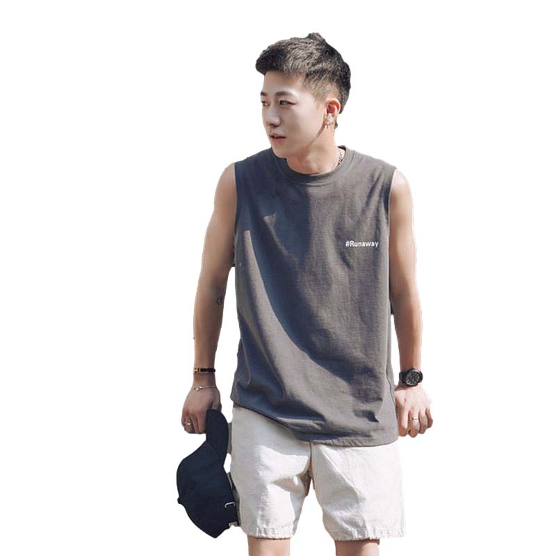 Summer Loose Waistcoat Vest Men's Sleeveless T-shirt Thin Sports Boys Tops