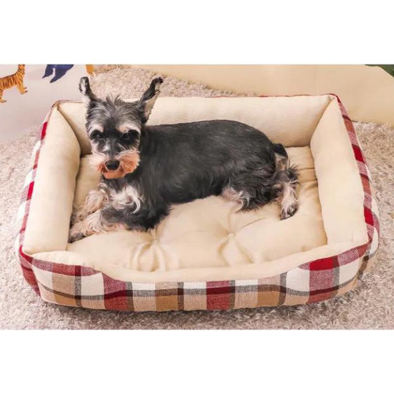 Rectangle Plaid Dog Bed Sleeping Bag Kennel Cat Puppy Sofa Bed Pet House Winter Warm Cotton Beds Cushion for Small Dogs Soft Dog Bed for Cat