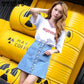 Women's High Waist Casual A-Line Denim Distressed Bodycon Short Jean Skirt