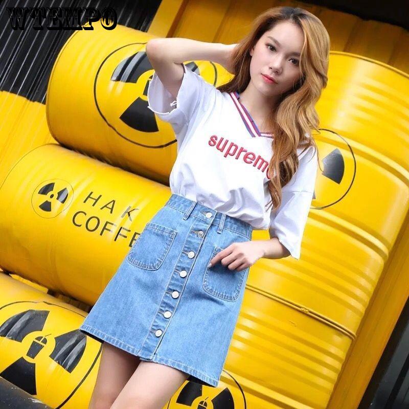 Women's High Waist Casual A-Line Denim Distressed Bodycon Short Jean Skirt