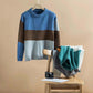 Men's Autumn and Winter Sweater Pattern Stitching Loose, Casual Men's Round Neck Pullover Type