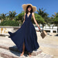 Womens Summer Boho Maxi Long Dress Party Beach Dresses V Neck Split Sundress Floral Halter Dress
